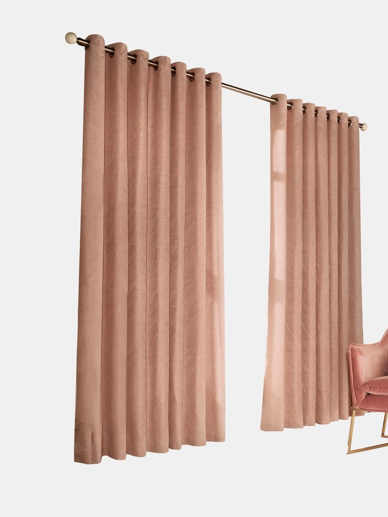 Himalaya Jacquard Design Eyelet Curtains (Pair) - Blush Pink (46" x 72") - Blush Pink