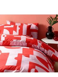 Manhattan Abstract Duvet Set - Pink/Red (King) (UK - Superking)