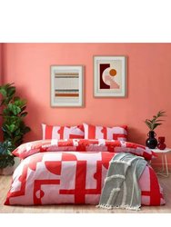 Manhattan Abstract Duvet Set - Pink/Red (King) (UK - Superking)