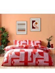 Manhattan Abstract Duvet Set - Pink/Red (Queen) (UK - King) - Pink/Red