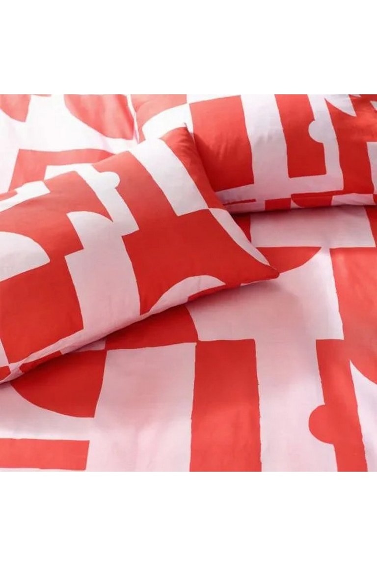 Manhattan Abstract Duvet Set - Pink/Red (Queen) (UK - King)