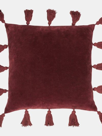 Furn Medina Velvet Tassel Throw Pillow Cover - Berry product