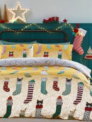 Meowy Christmas Duvet Set - Toddler - Ochre