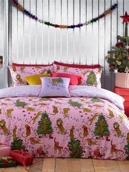 Purrfect Christmas Duvet Set Junior - Pink/Lilac - Pink/Lilac