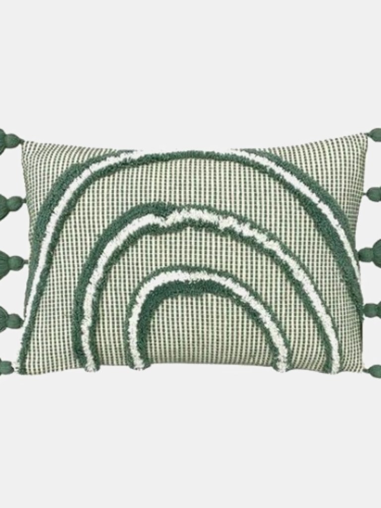 Rainbow Tufted Tassel Throw Pillow Cover - Sage - Sage