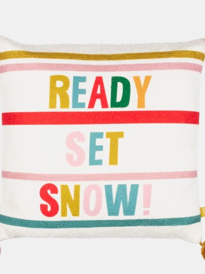 Furn Ready Set Snow Pom Pom Throw Pillow Cover product