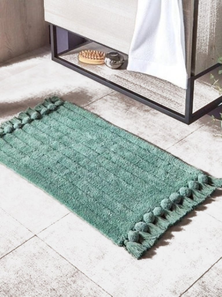 Tassel Ribbed Bath Mat - Green