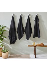Textured Weave Bath Towel - Black - 130 cm x 70 cm