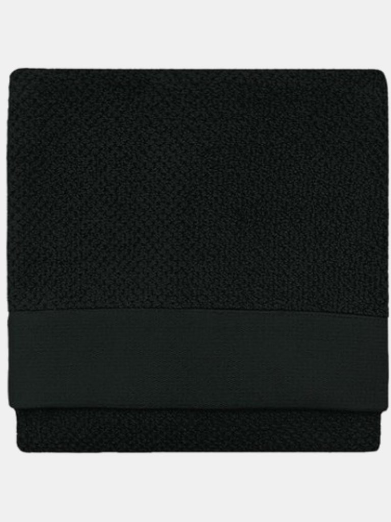 Textured Woven Hand Towel - Black - Black