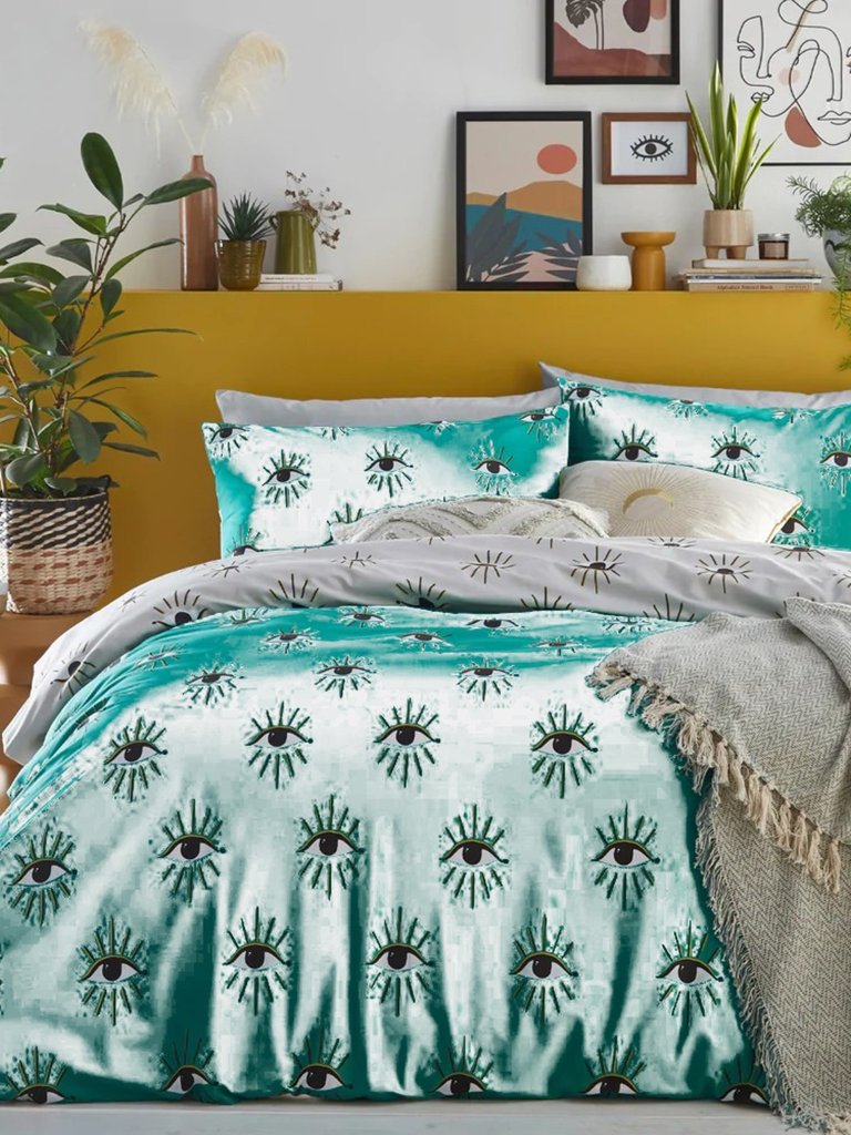 Theia Eyes Duvet Set (King/UK Superking)- Jade - Jade