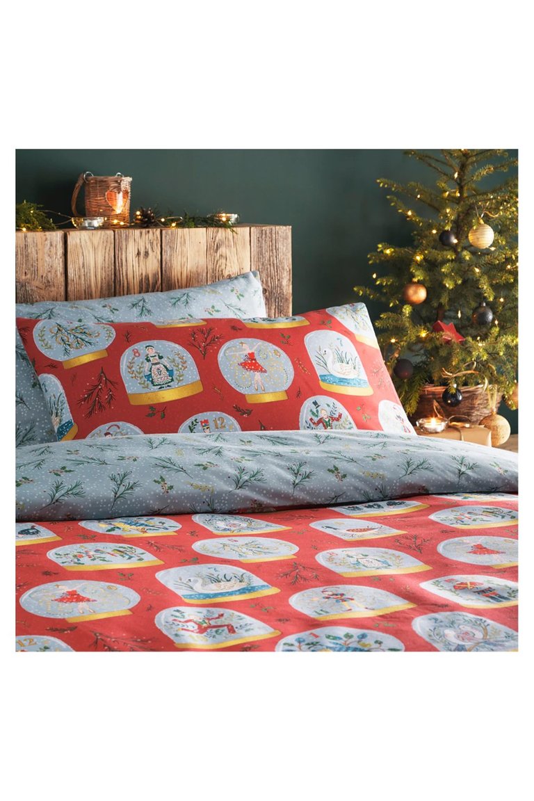 Twelve Days Of Christmas Duvet Cover Set - UK - King - Red - Red