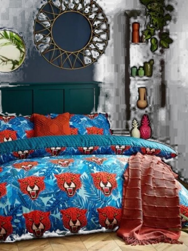 Untamed Cheetah Duvet Set - Blue (Superking) - Blue