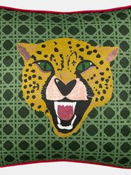 Untamed Cheetah Throw Pillow Cover (One Size) - Green - Green