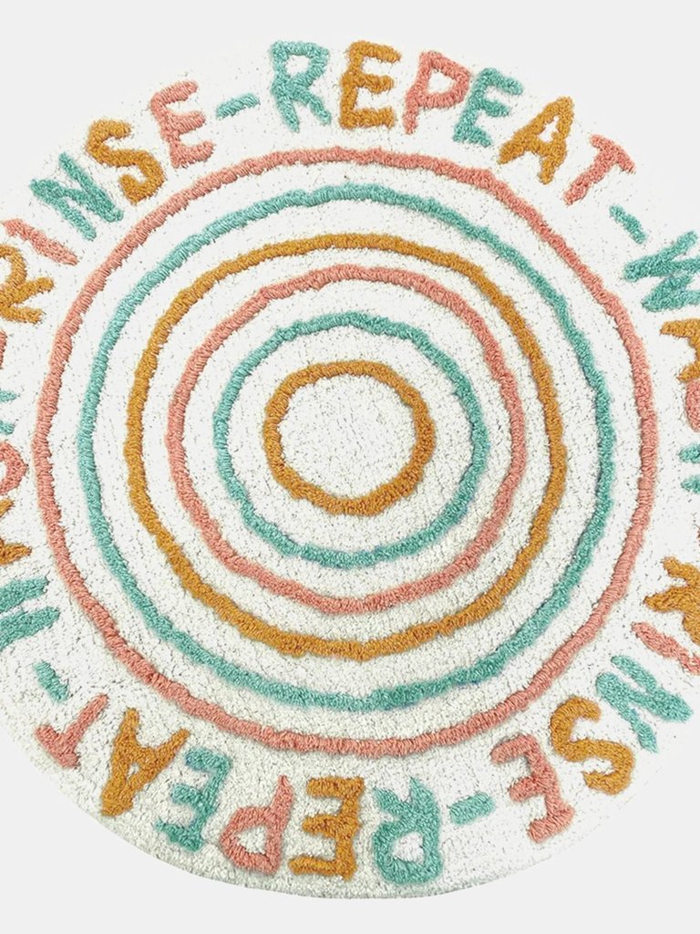 Wash Rinse Repeat Round Bath Mat (Multicolored) - Multicolored