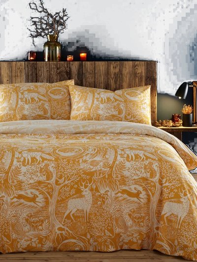 Furn Winter Woods Animals Duvet Set In Ochre Yellow - Full (UK - Double) product