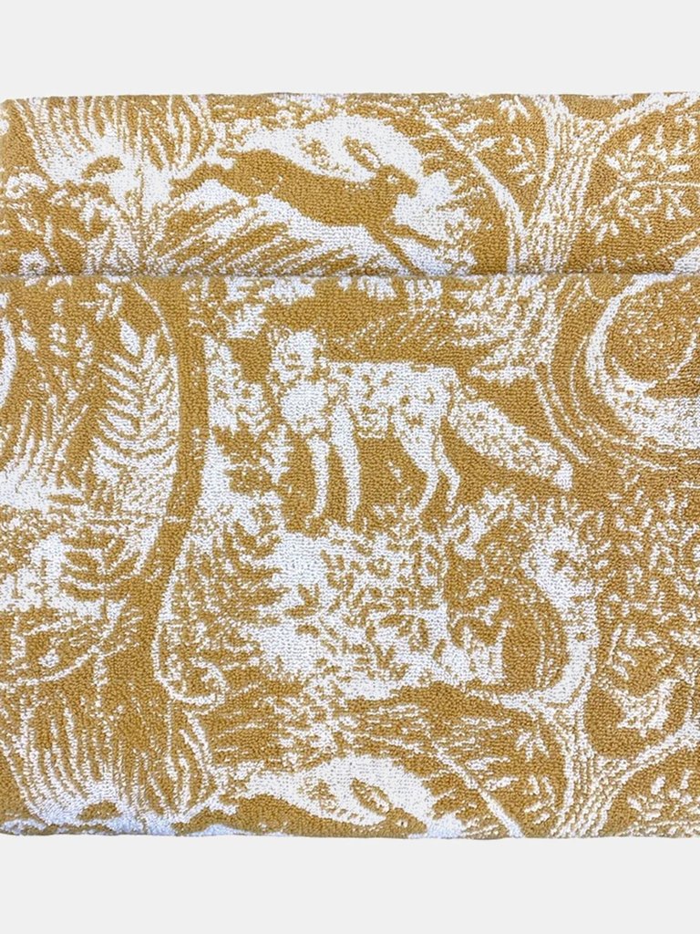 Winter Woods Animals Jacquard Bath Towel - Ochre - 125cm x 70cm - Ochre