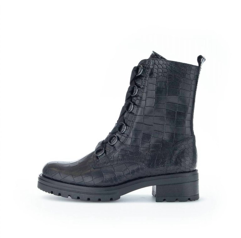 Army Boot In Black Croc