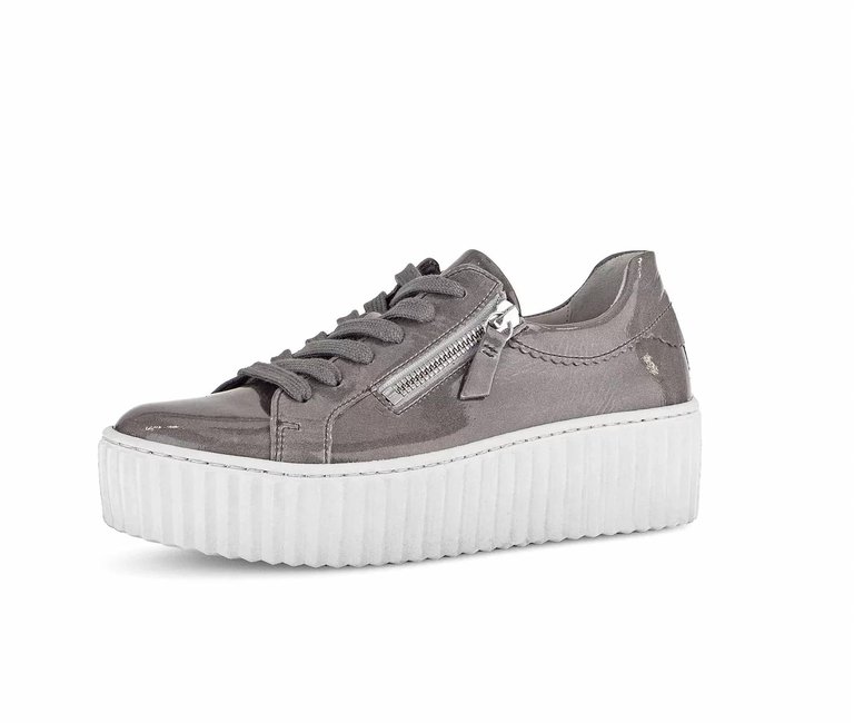 Women's Platform Tie Sneaker In Full Lack Grey