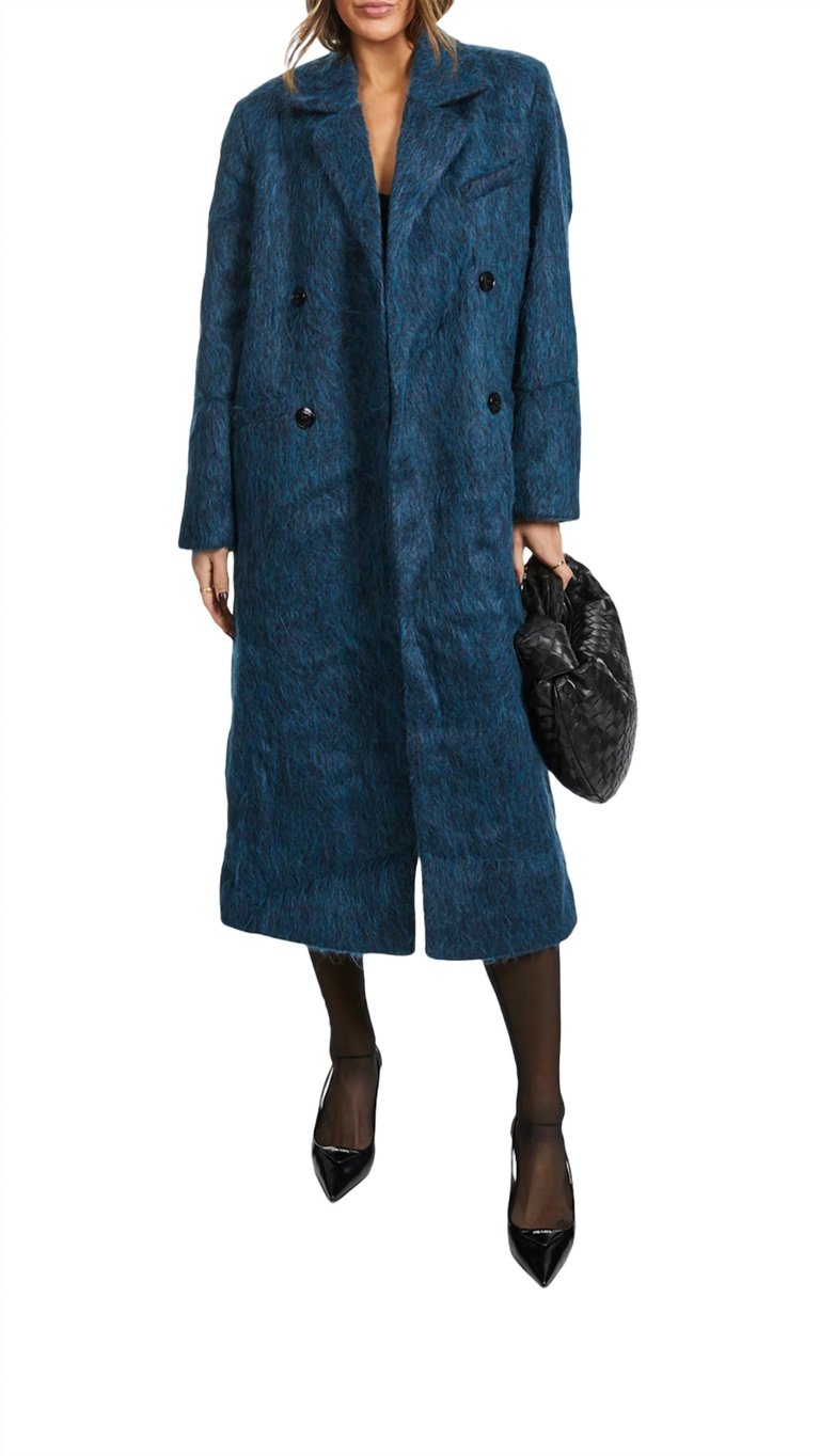 Fluffy Wool Coat - Nautical Blue