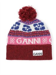 Graphic Wool Beanie In Multi - Multi