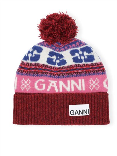 Ganni Graphic Wool Beanie In Multi product