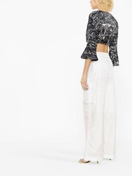 Lace-Print Cropped Blouse