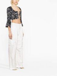 Lace-Print Cropped Blouse