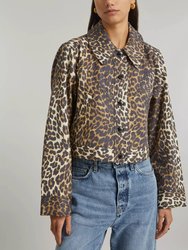 Leopard-Printed Short Jacket - Almond Milk