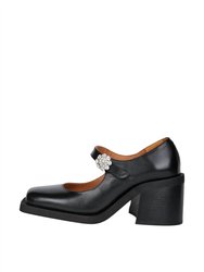 Mary Jane Squared-Toe Pump - Black