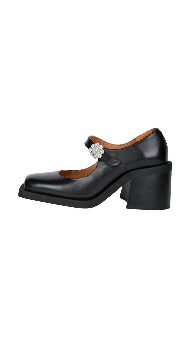 Mary Jane Squared-Toe Pump - Black