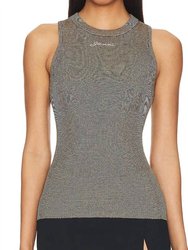 Melange Knit Sleeveless Top In Safari - Safari