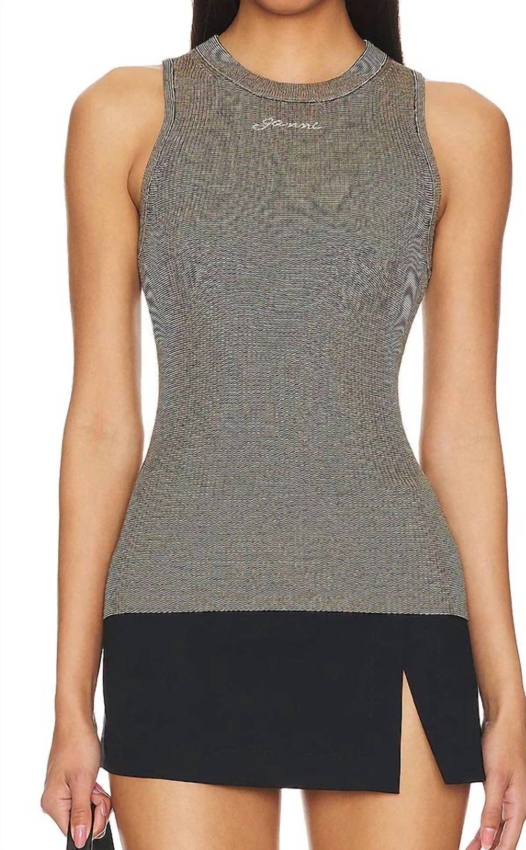 Melange Knit Sleeveless Top In Safari - Safari