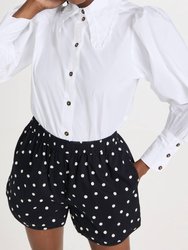 Organic Cotton Pointed Collar Button Down Top