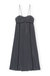 Shiny Tech Midi Dress In Grey Pinstripe