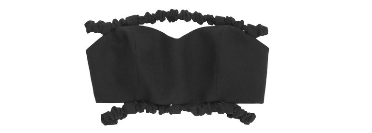 Women Scrunchie Style Cropped Suiting Top - Black