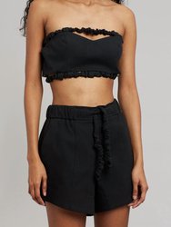 Women Scrunchie Style Cropped Suiting Top