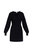 Women's Dark Navy Black Ribbed V-Neck Long Sleeve Mini Dress - Dark Navy