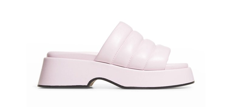 Women's Vegea Wine Leather Platform Puffy Slide Sandals - White