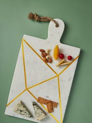 Badajoz Marble Cheese Board - White and gold
