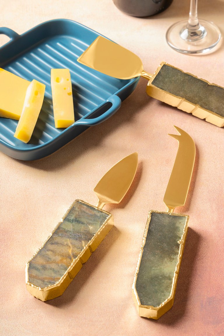 GAURI KOHLI Brittany Agate Cheese Knives, Set of 3