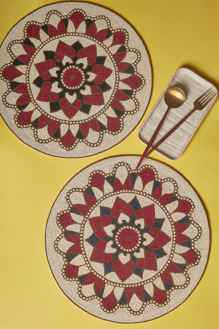 Claremont Beaded Placemats - Red