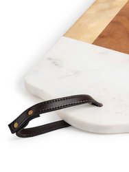 Darvaza White Marble & Wood Cutting Board