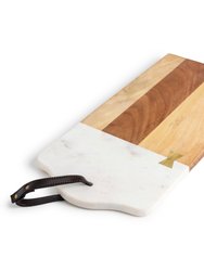 Darvaza White Marble & Wood Cutting Board