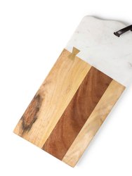 Darvaza White Marble & Wood Cutting Board