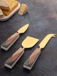 Galicia Marble Cheese Knives - Gold