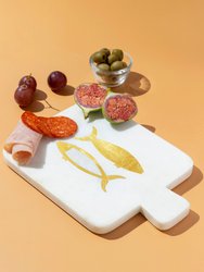 Goldfin Marble Cheese Board - White and gold