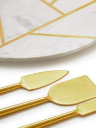 Infinia Marble Cheese Board With Gold Knives