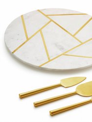 Infinia Marble Cheese Board With Gold Knives