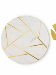 Infinia Marble Cheese Board With Gold Knives