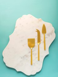 Jubilant Marble Cheese Board With Gold Knives